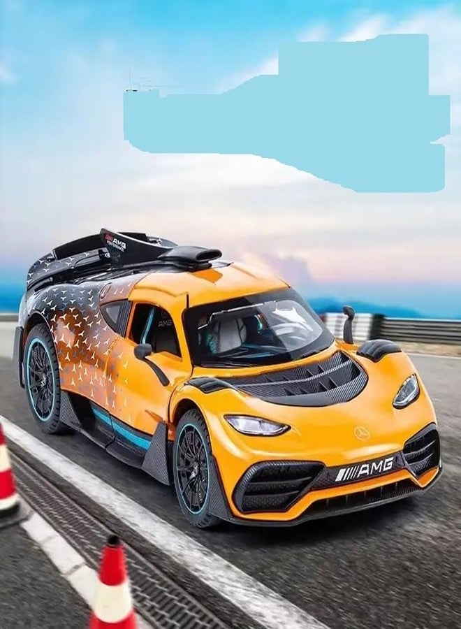 PEZYOX 1:24 Scale MER-CEDES Ben-Z 300SL Die-Cast Metal Car with Sport car Openable Doors Light and Sound,Pull Back Function Indoor Outdoor Toy for Kids (1.24 Scale AMG ONE-Orange) - Image 2